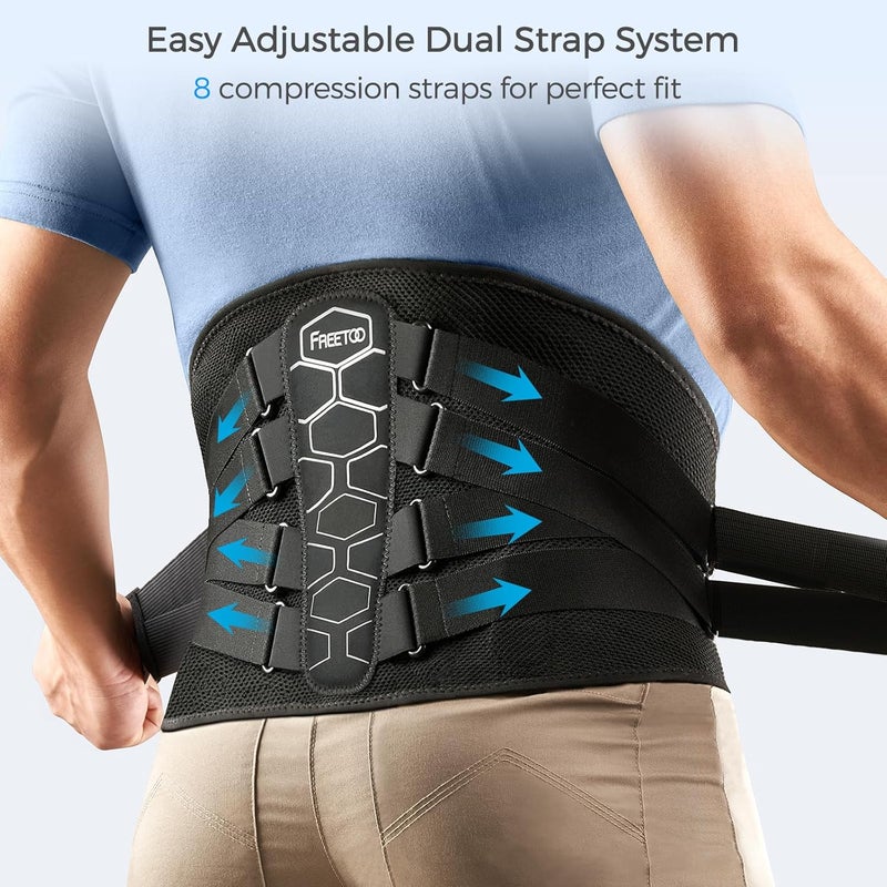 FREETOO Back Brace for Lower Back Pain Relief with Pulley System,Lumbar Support Belt for Men & Women with Lumbar Pad, Ergonomic Design and Soft Breathable 3D Knit Material,for Herniated Disc,Sciatica - Image 4